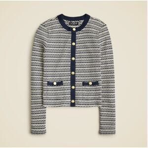 J. Crew Lady Jacket Cardigan Sweater Shrunken Jacquard Gold Buttons Sma